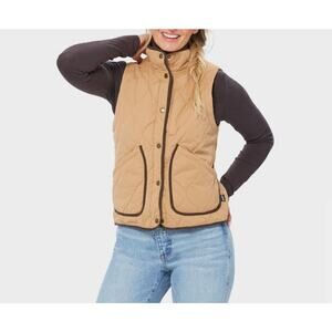 Duluth Vest Women XL Tan Dawn Quilted Sutters Mill Utility Workwear Vest